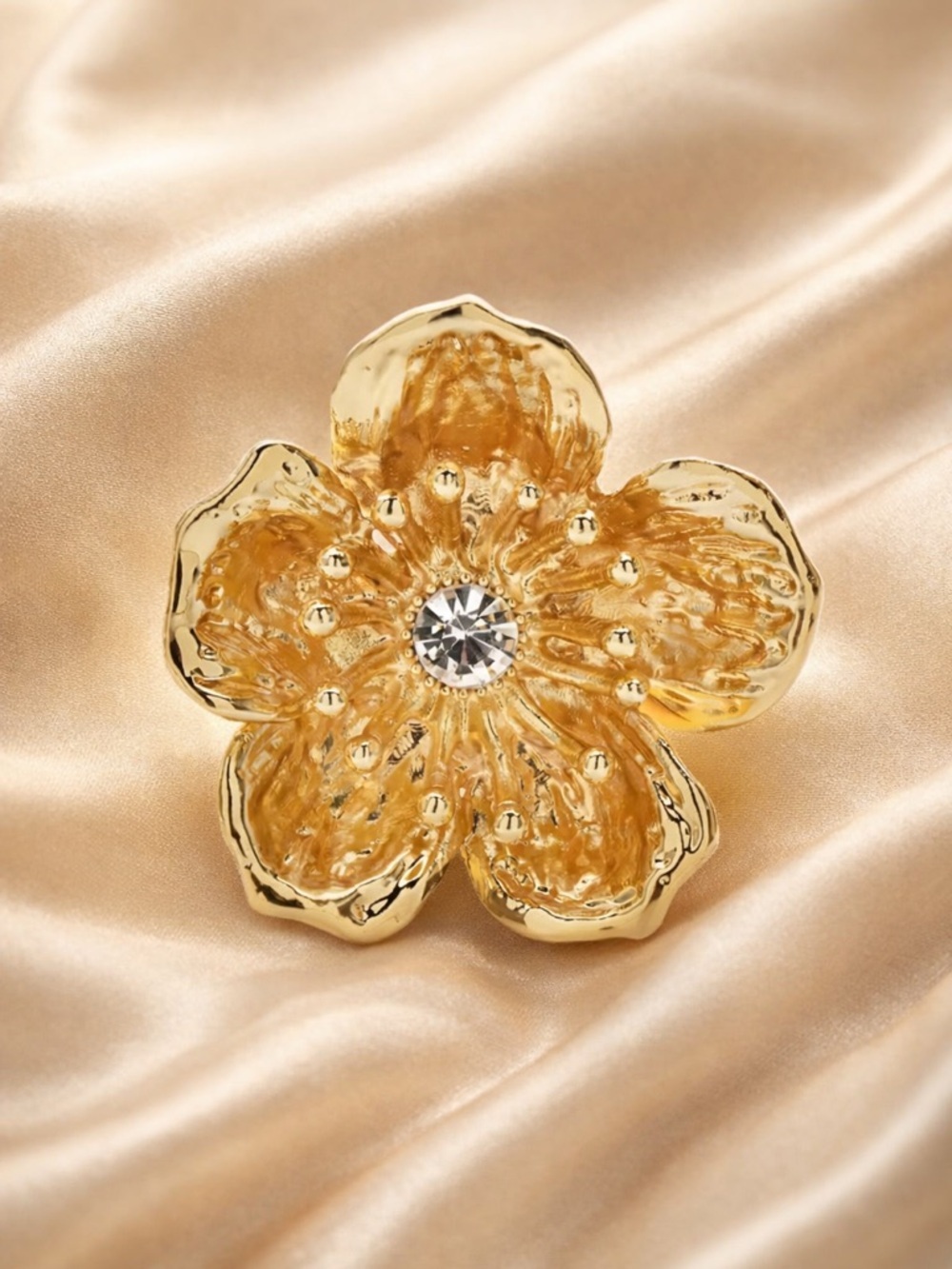 Golden Bloom Floral Brooch